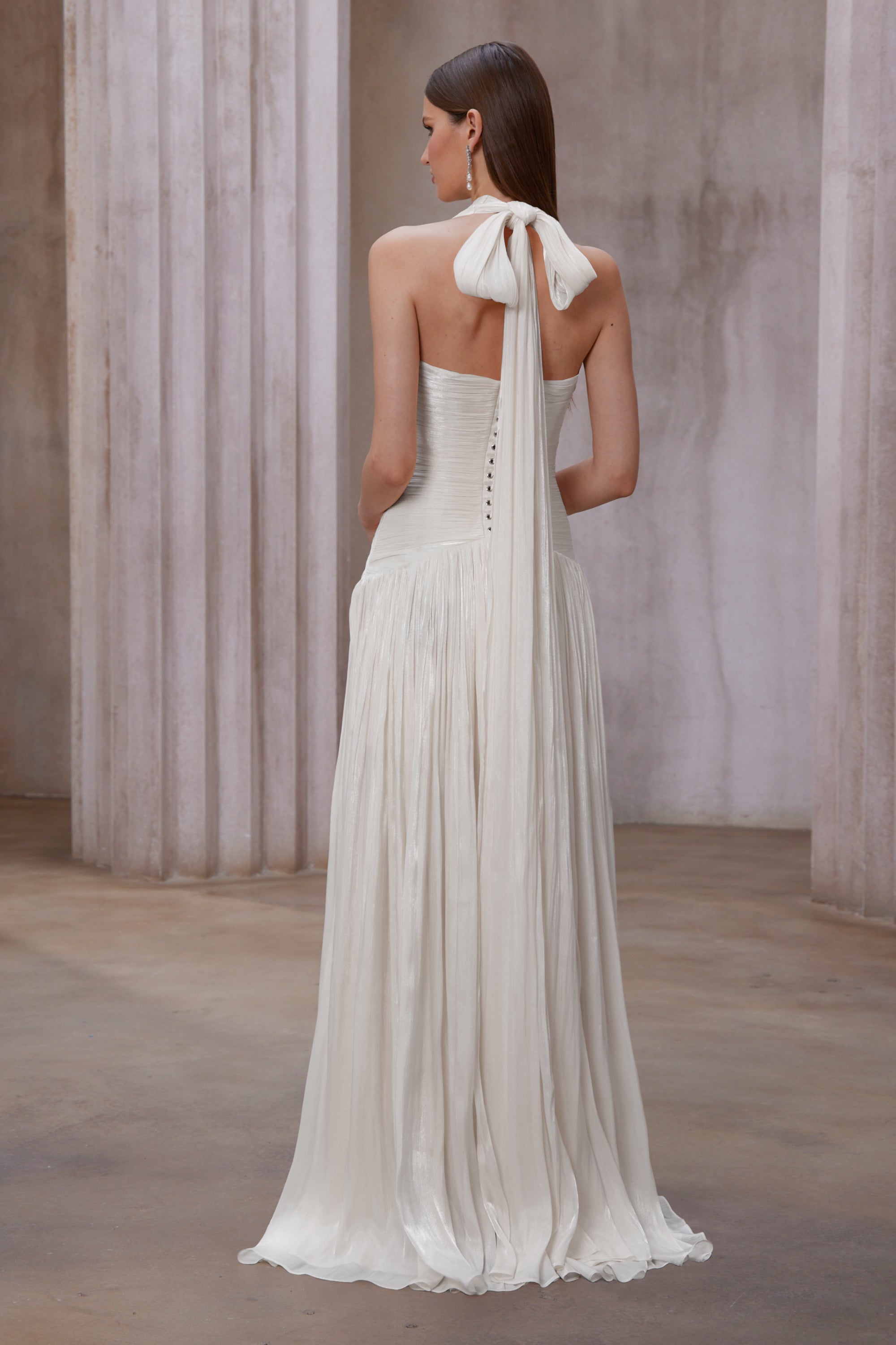 White Gathered Maxi Dress