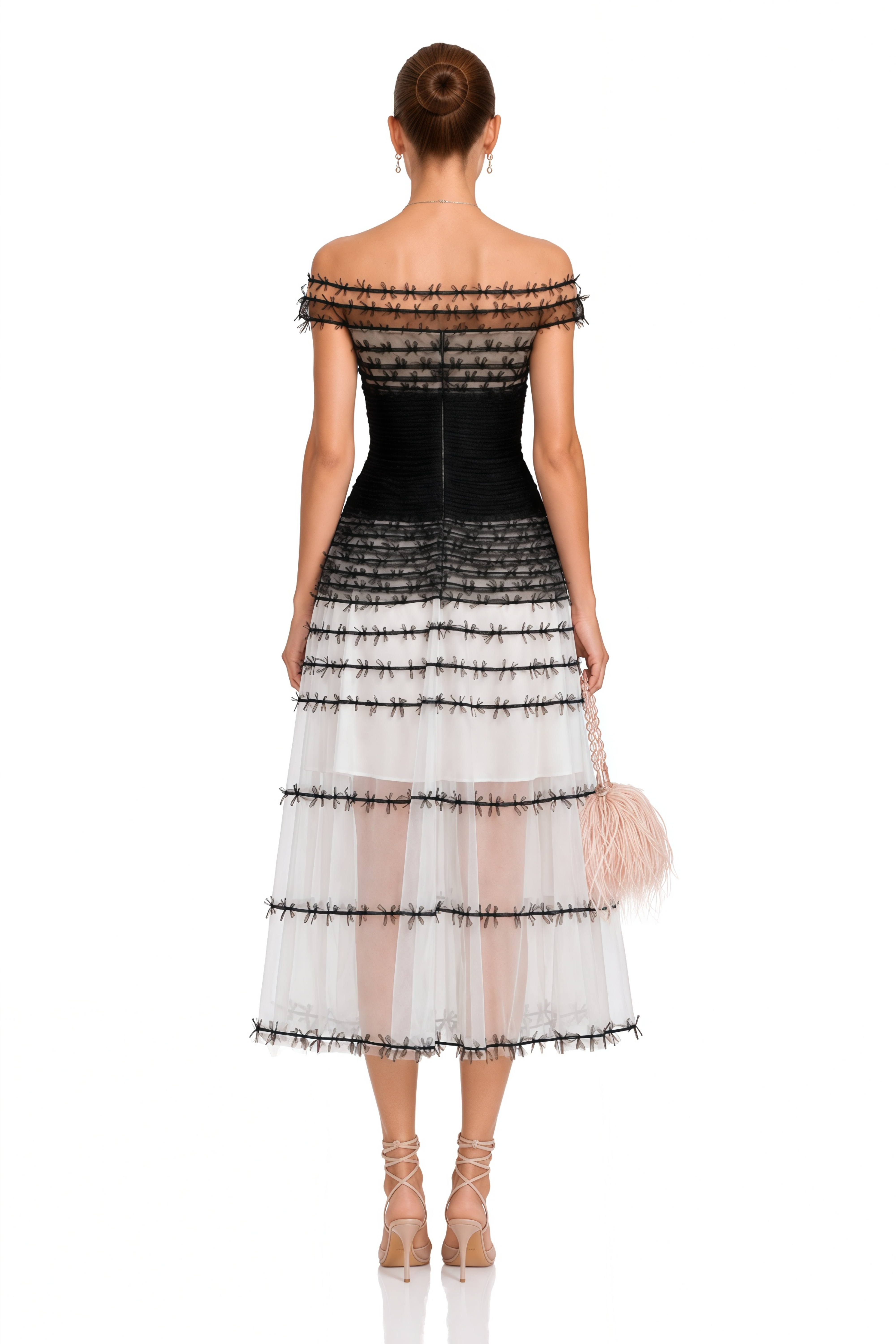 Eléonore Color Block Tulle Midi Dress