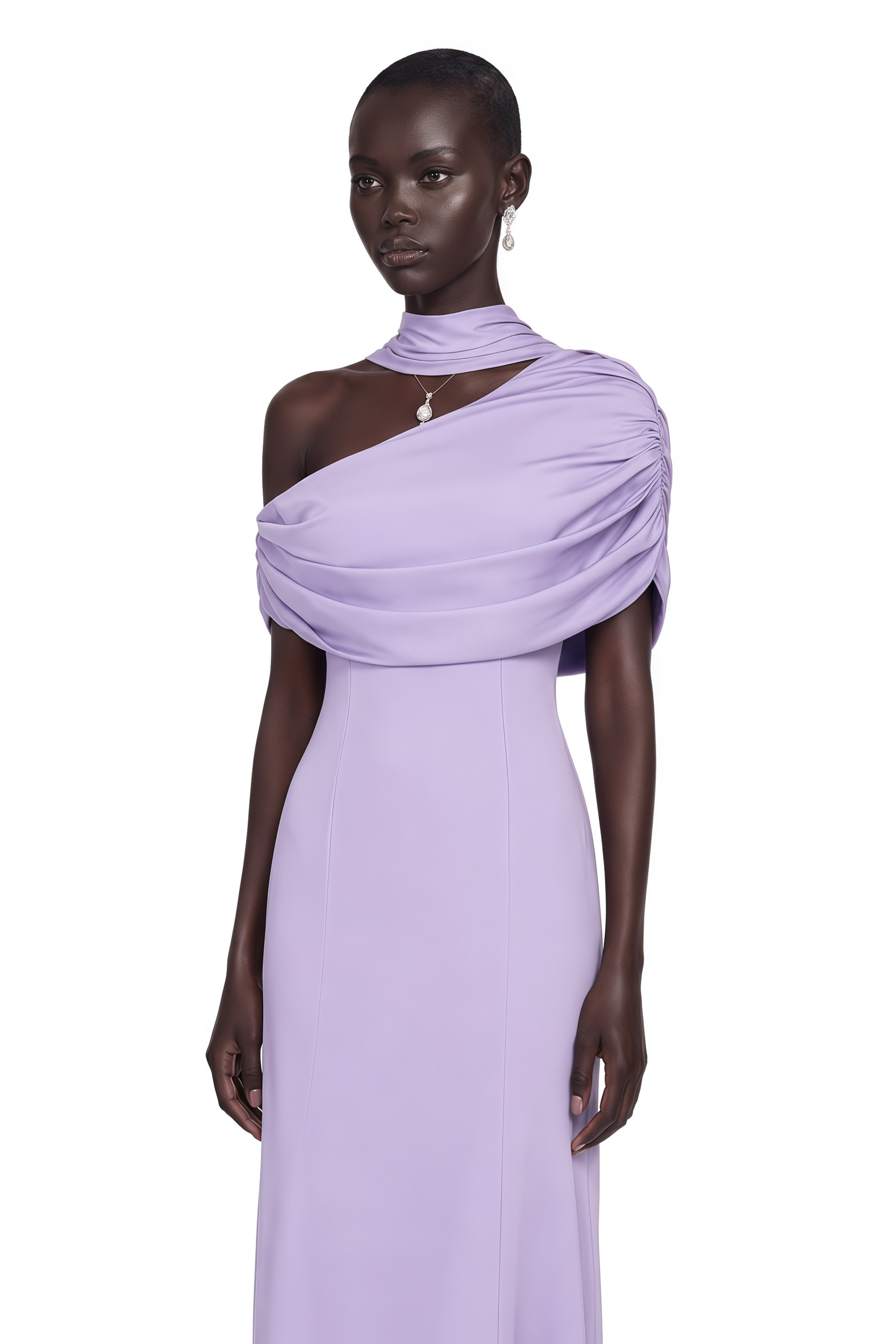 Benedetta Lilac One Shoulder Satin Maxi Dress