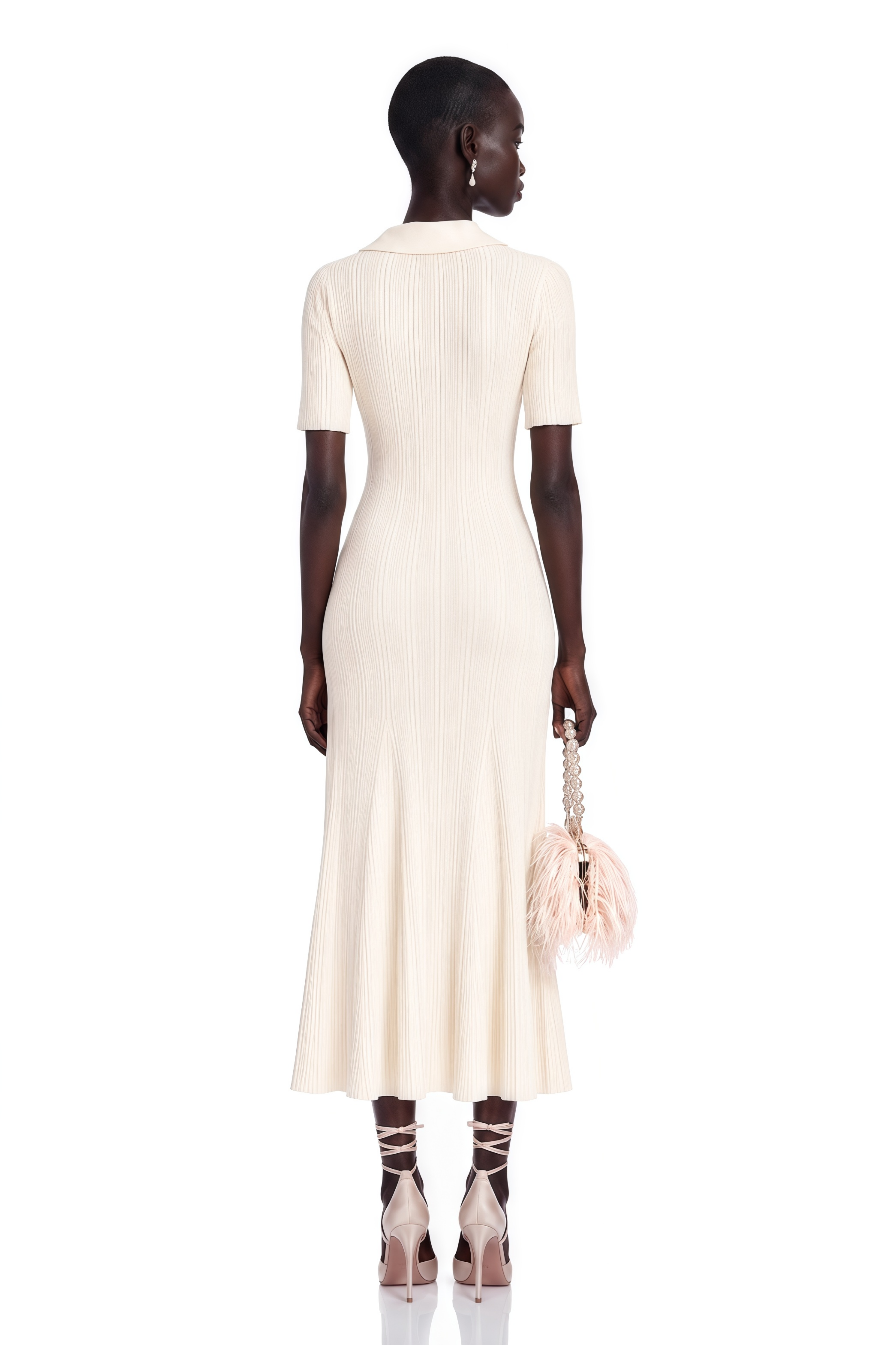 Nouria neutrals ribbed-knit midi dress