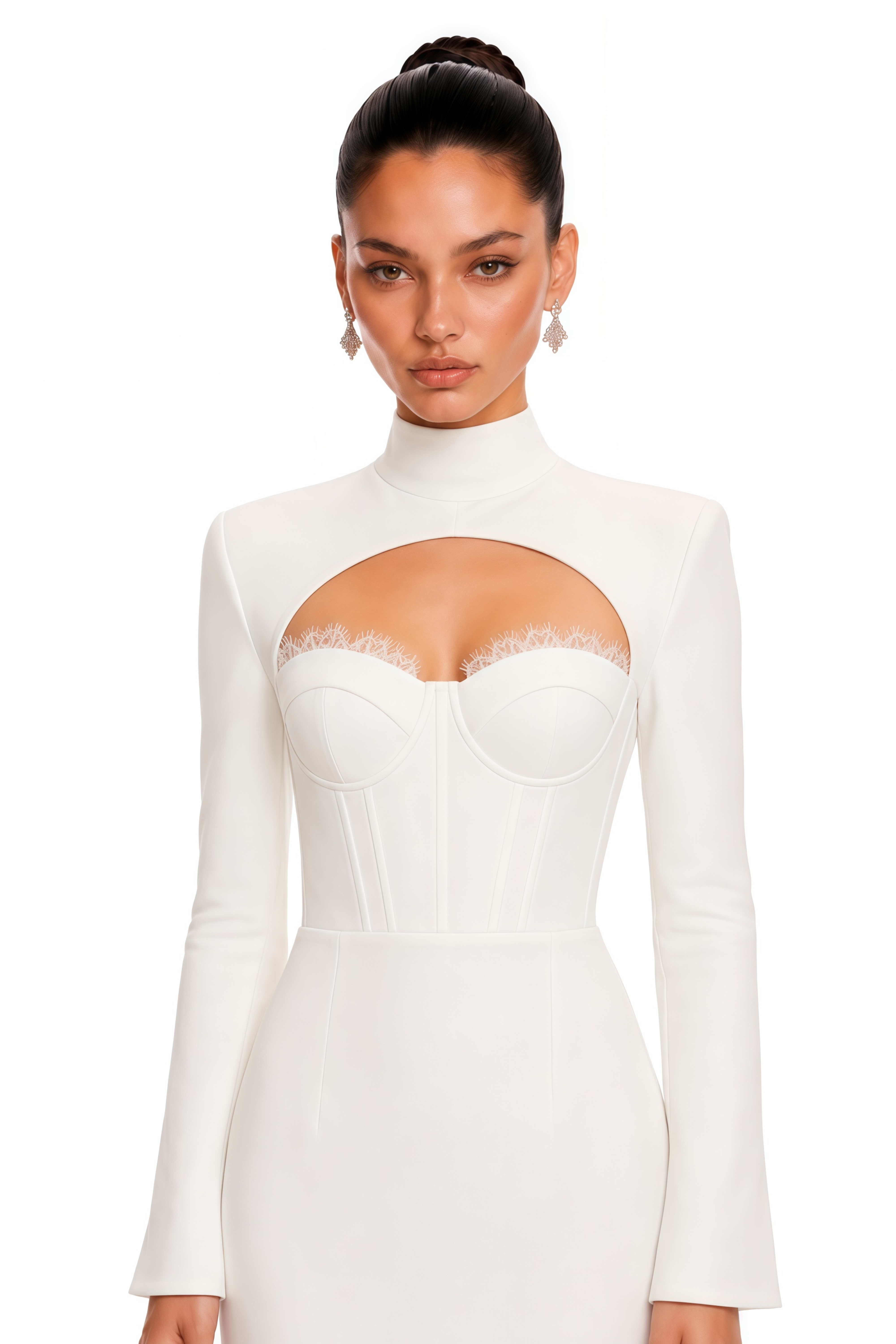 Ingvild White High Neck Backless Maxi Dress
