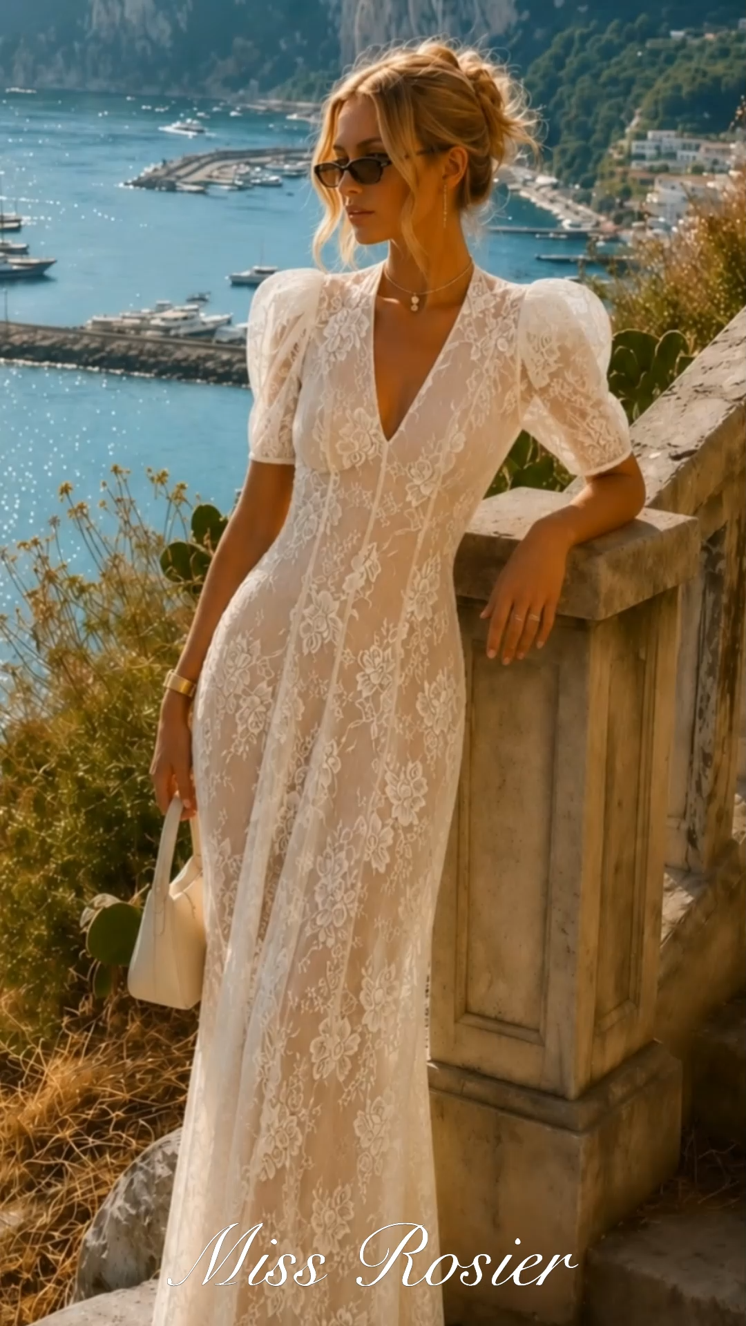 Hinekawa White V-Neck Lace Maxi Dress – Miss Rosier - Women's