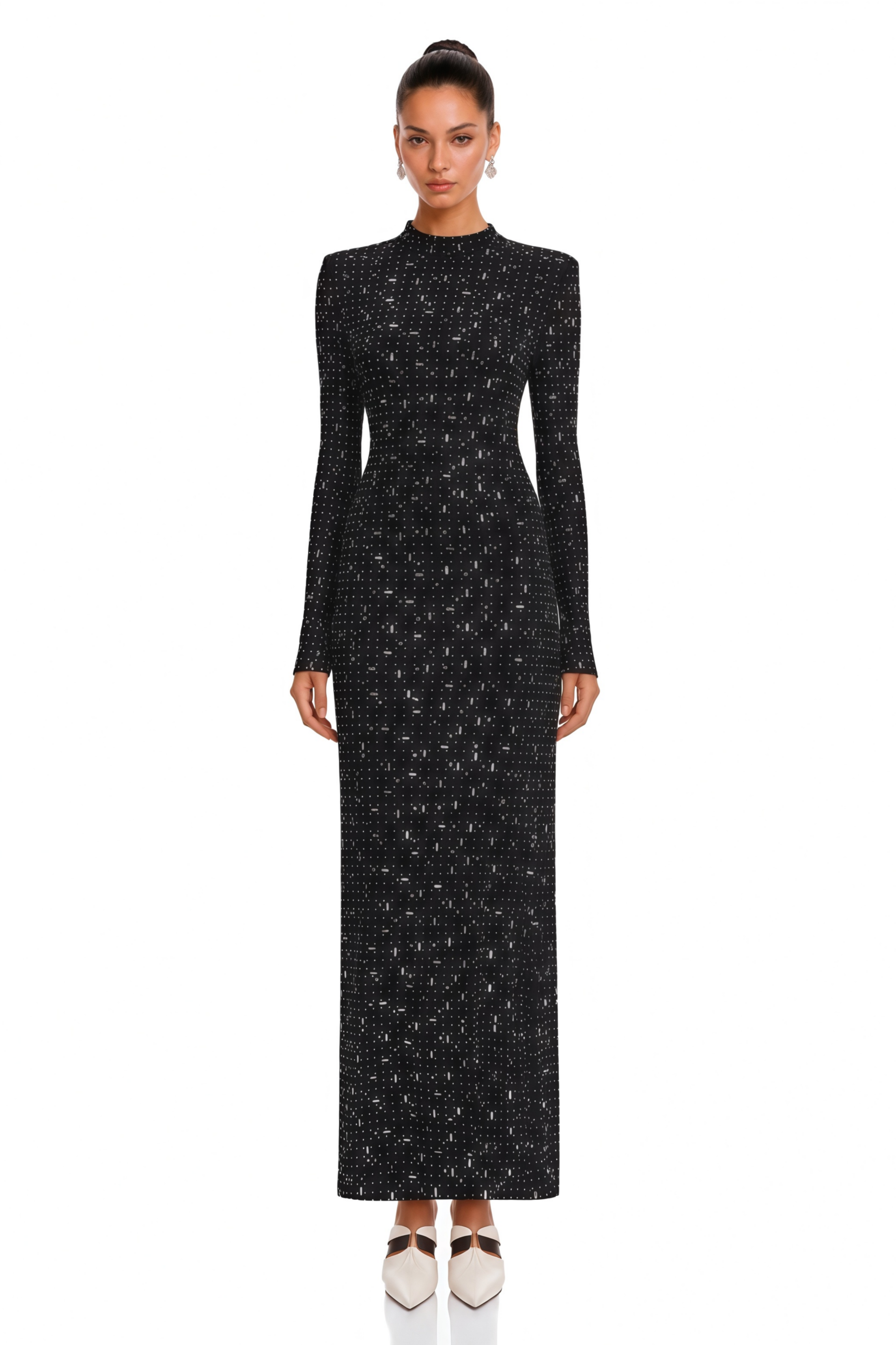 Léna Black Embellished Semi-Sheer Maxi Dress