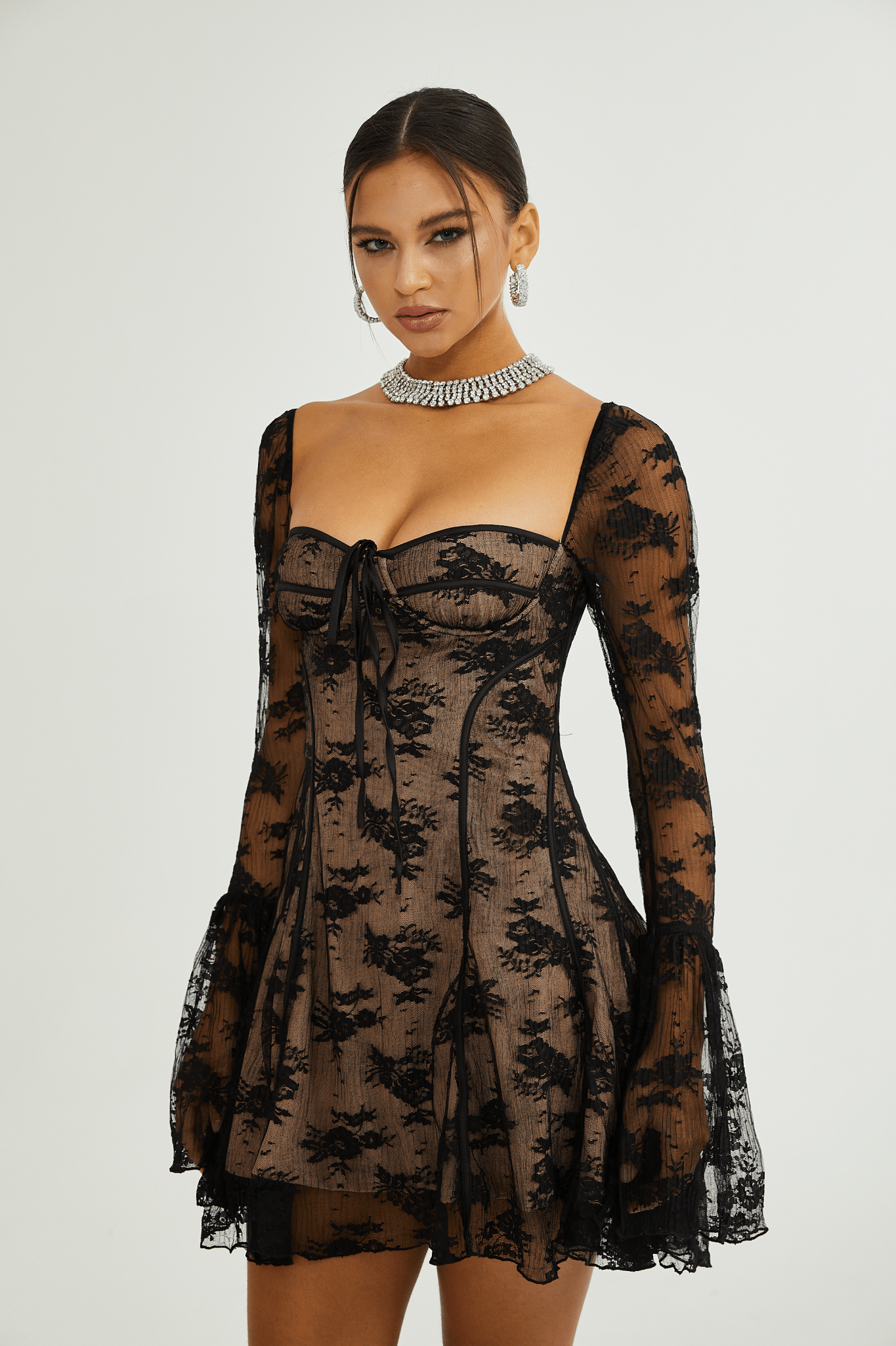 Cyrielle flared-cuff long-sleeved dress - Miss Rosier - Women's Online Boutique