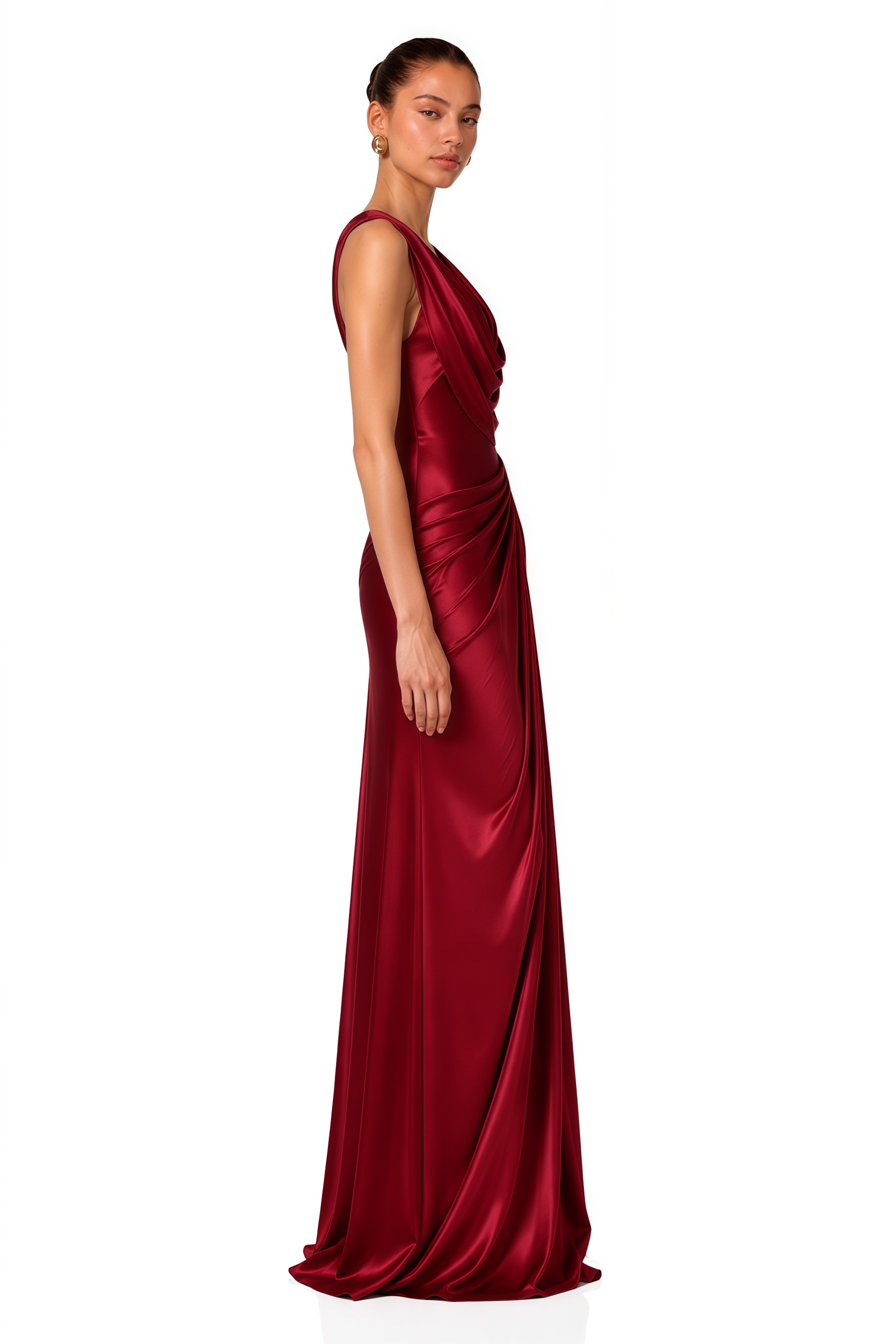 Samuri Burgundy Cowl Neck Slip Maxi Dress