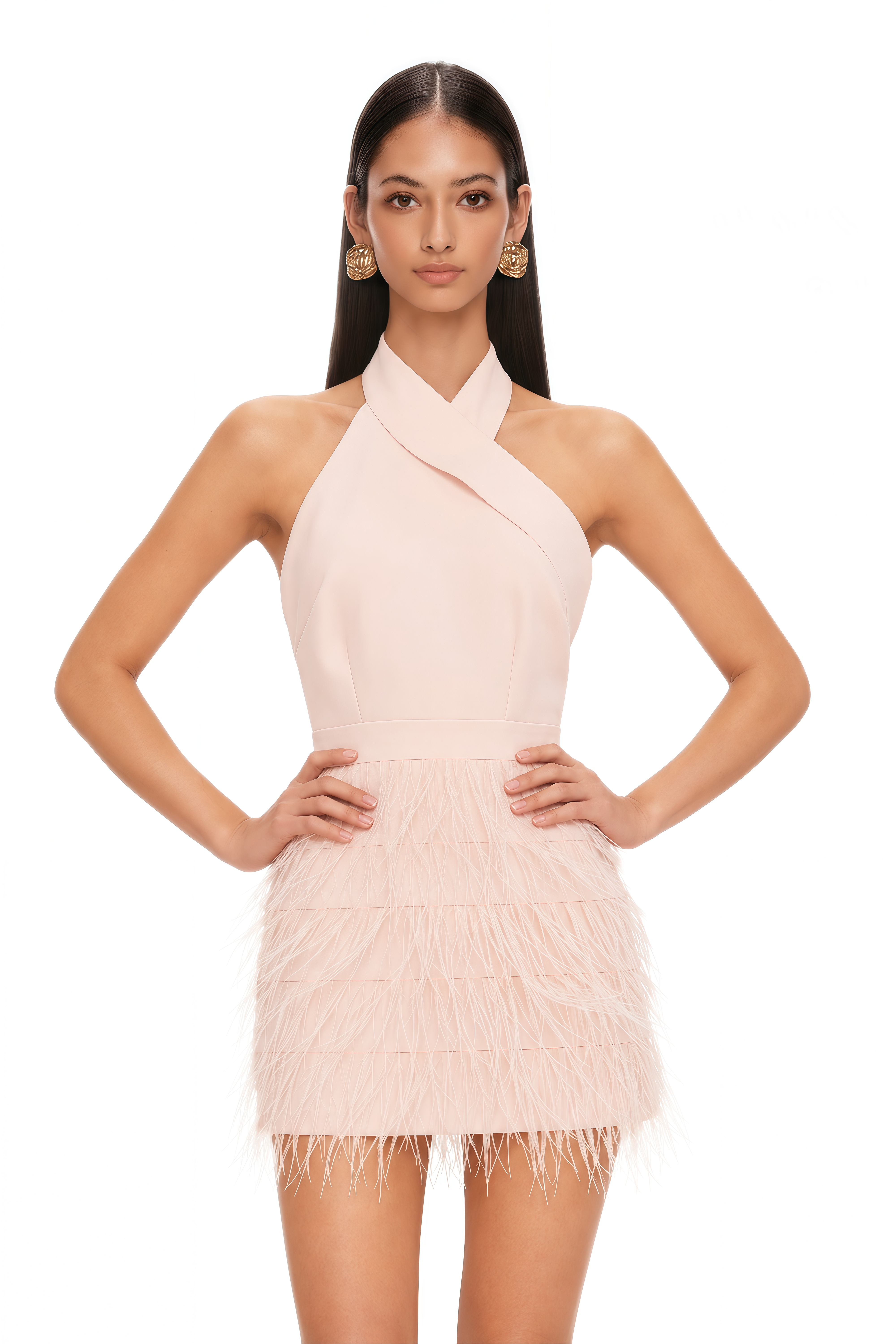 Katarina Feather-Detail Tassel Dress