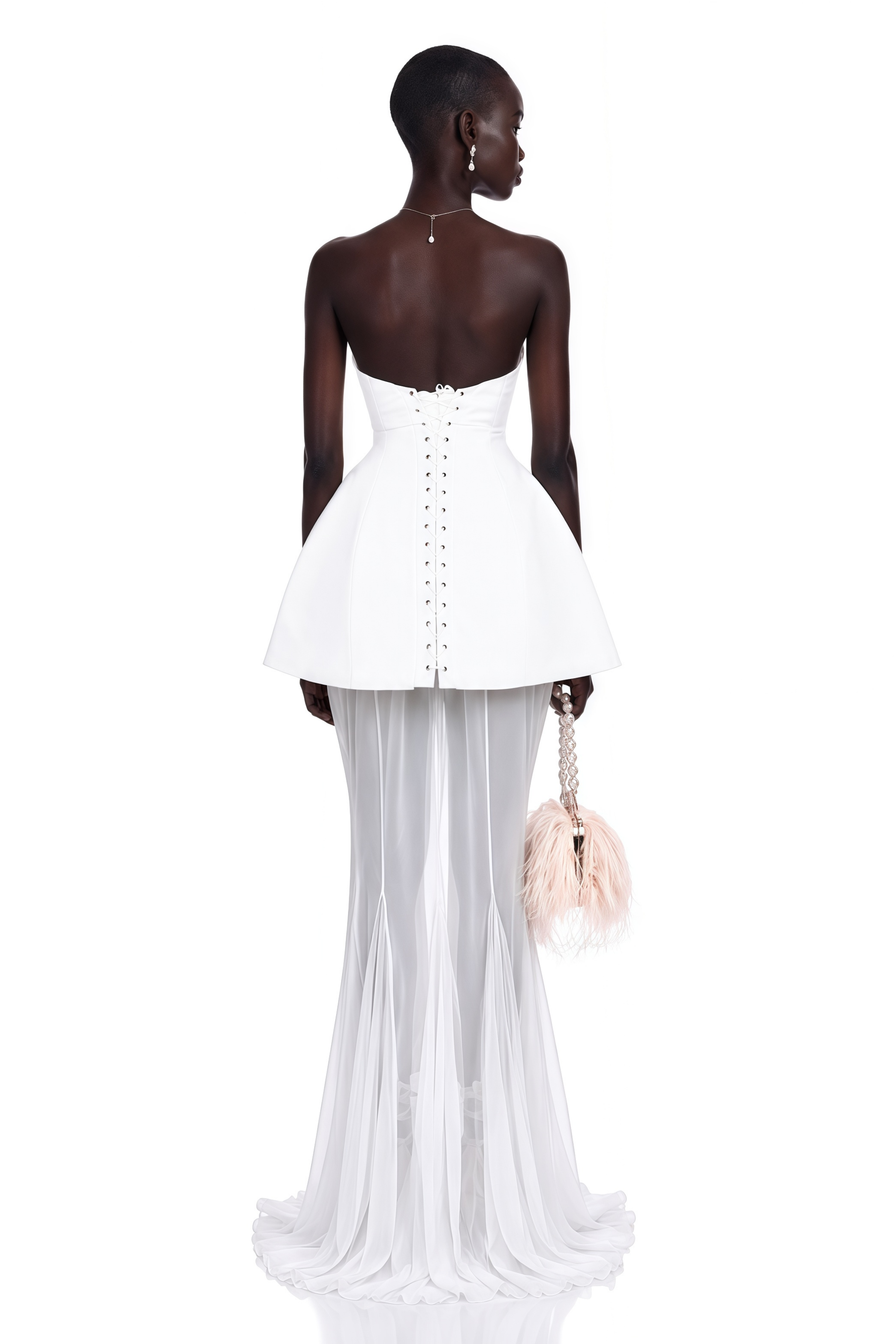 Mélanie White Corset Dress & Mesh Skirt Set