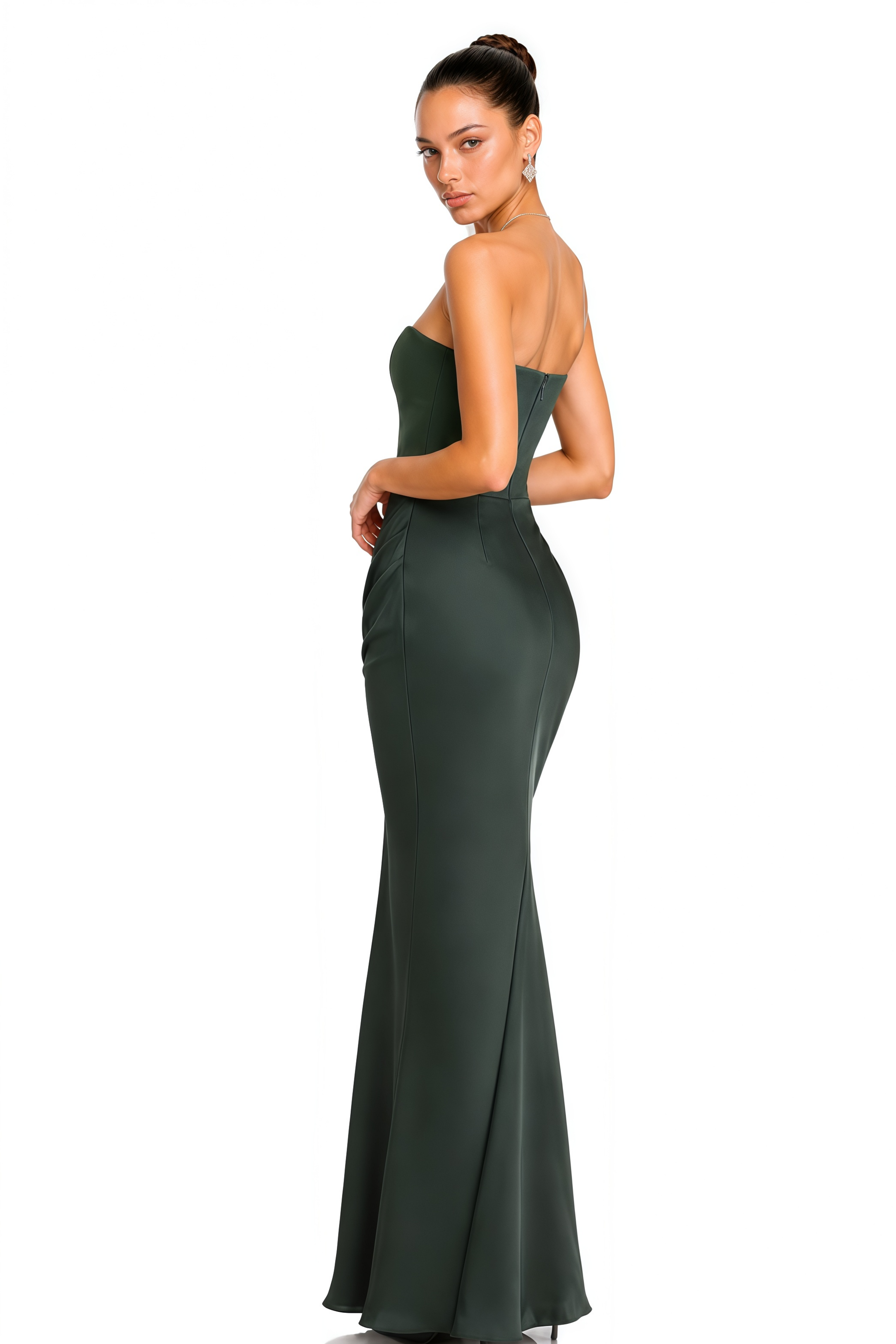 Aurore Olive Off-Shoulder Maxi Dress