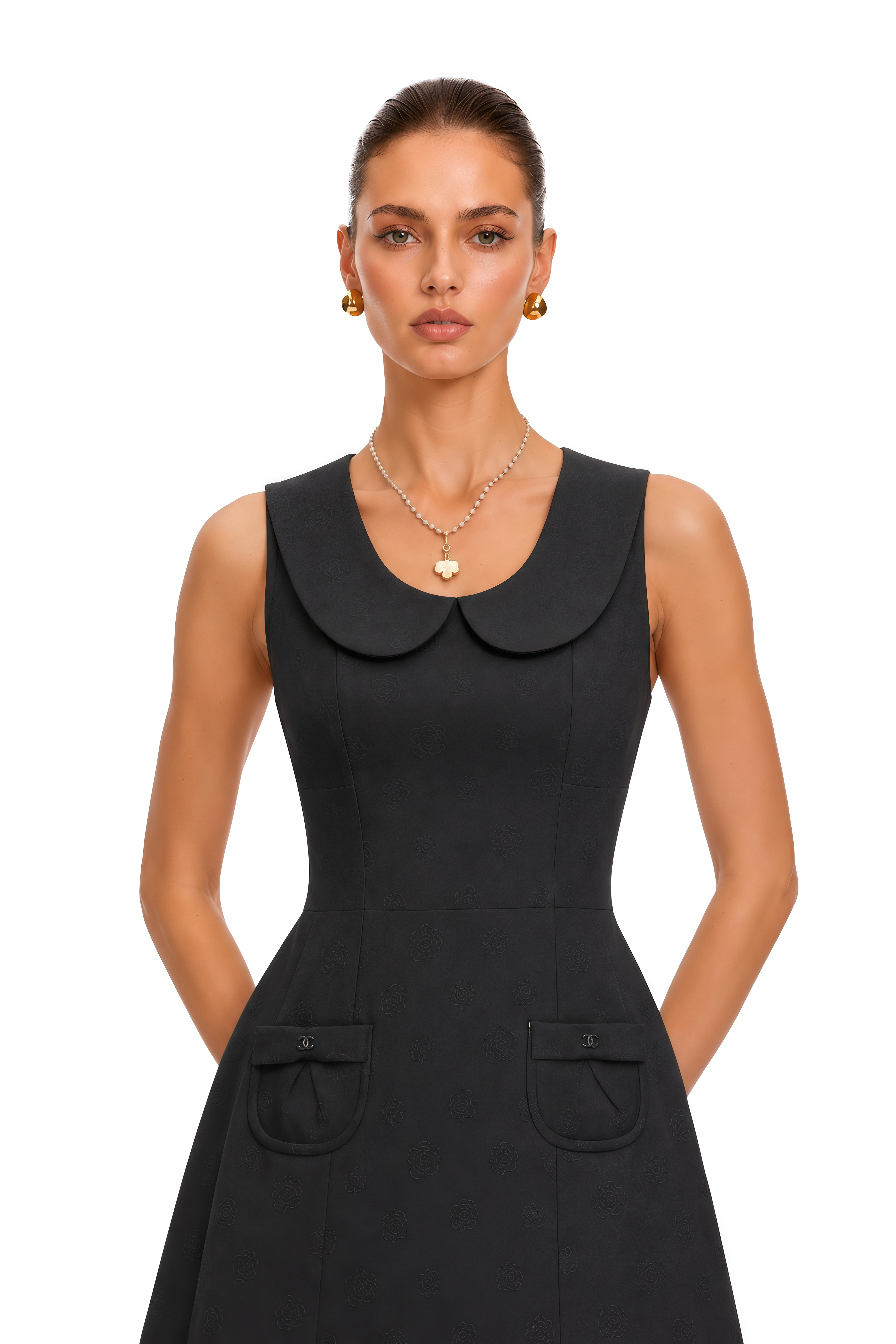 Brooke Black Sleeveless Mini Dress with Pockets
