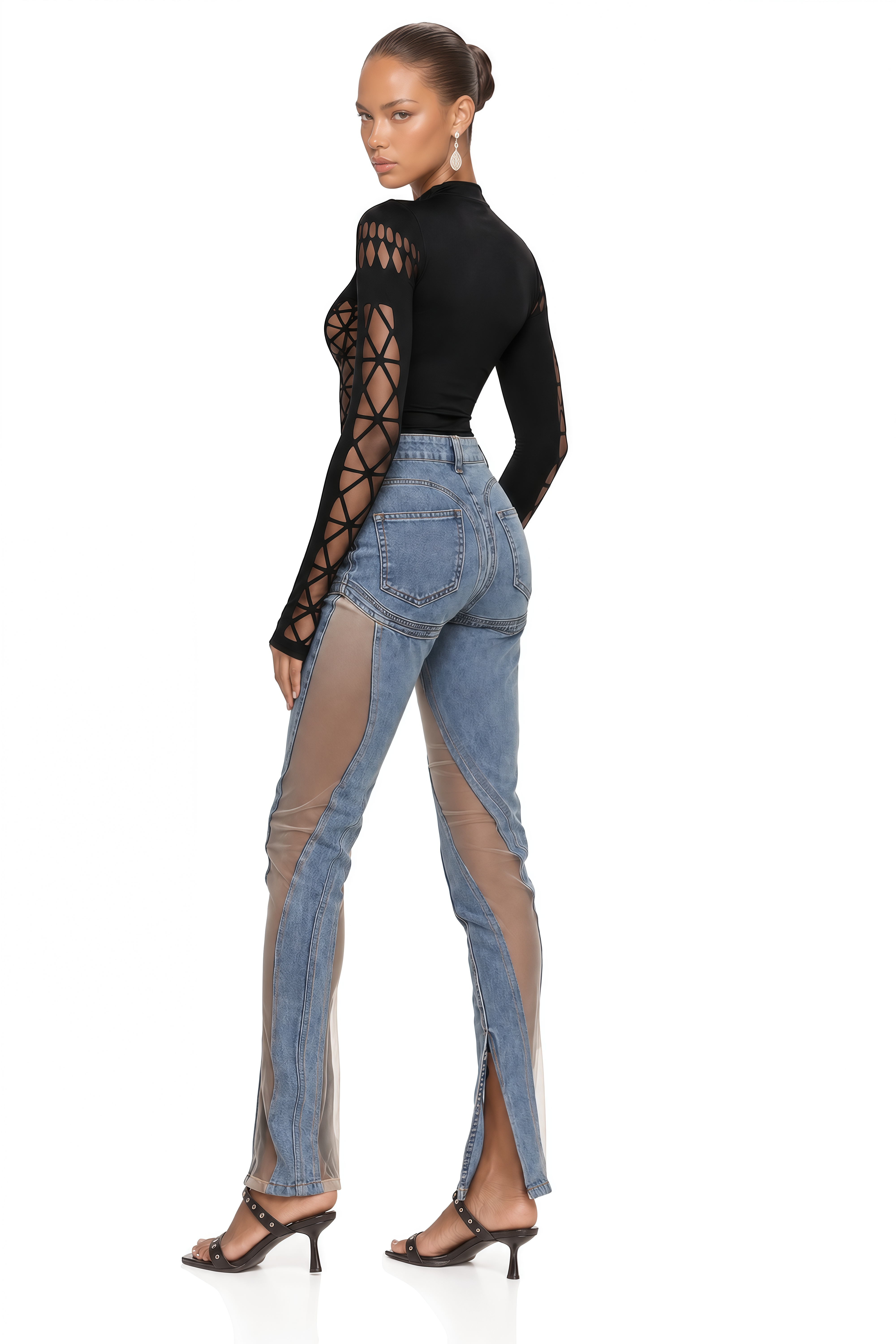 Aelis Sheer-Paneled Jeans