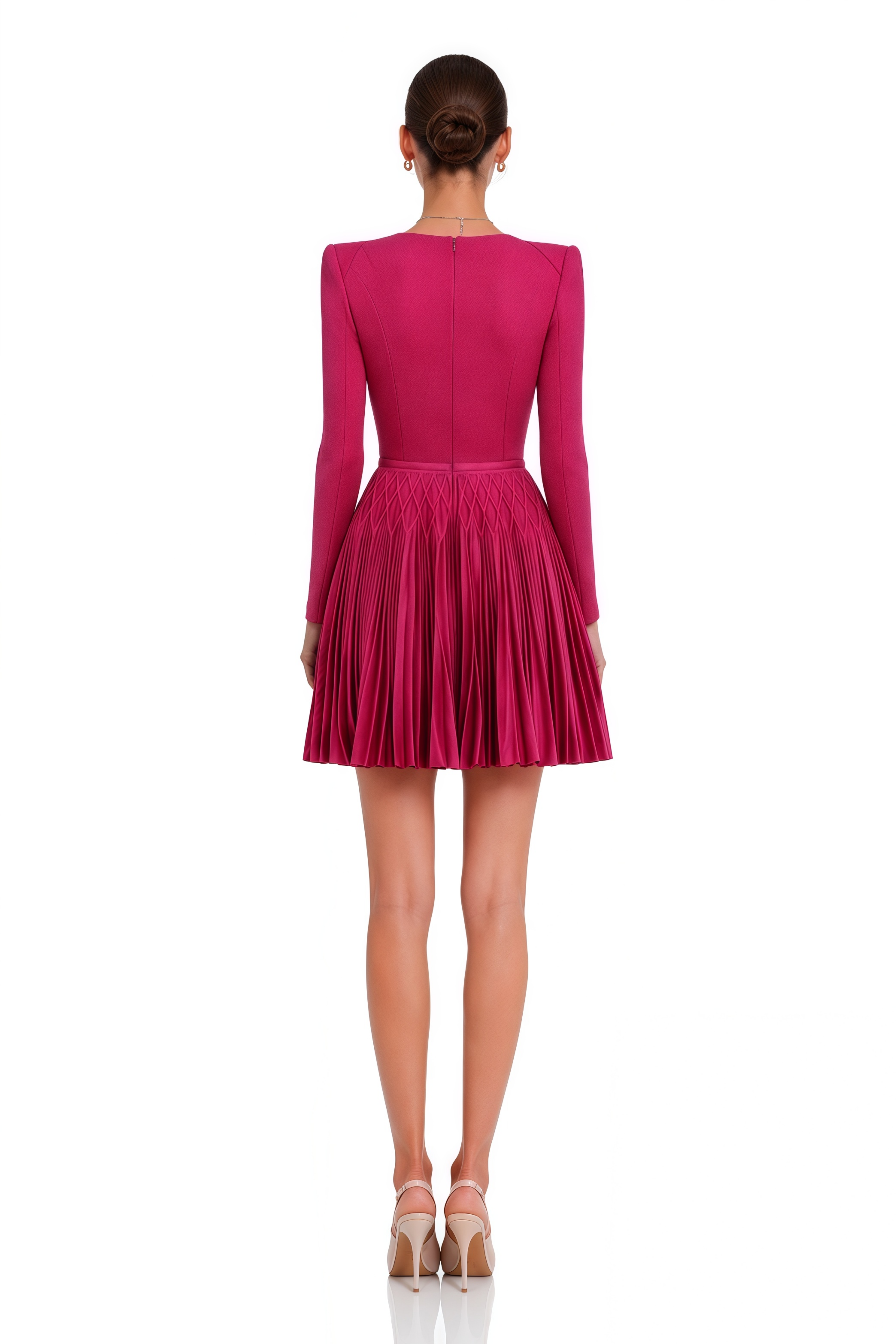Ortensia Red Braided Pleated Tweed Mini Dress