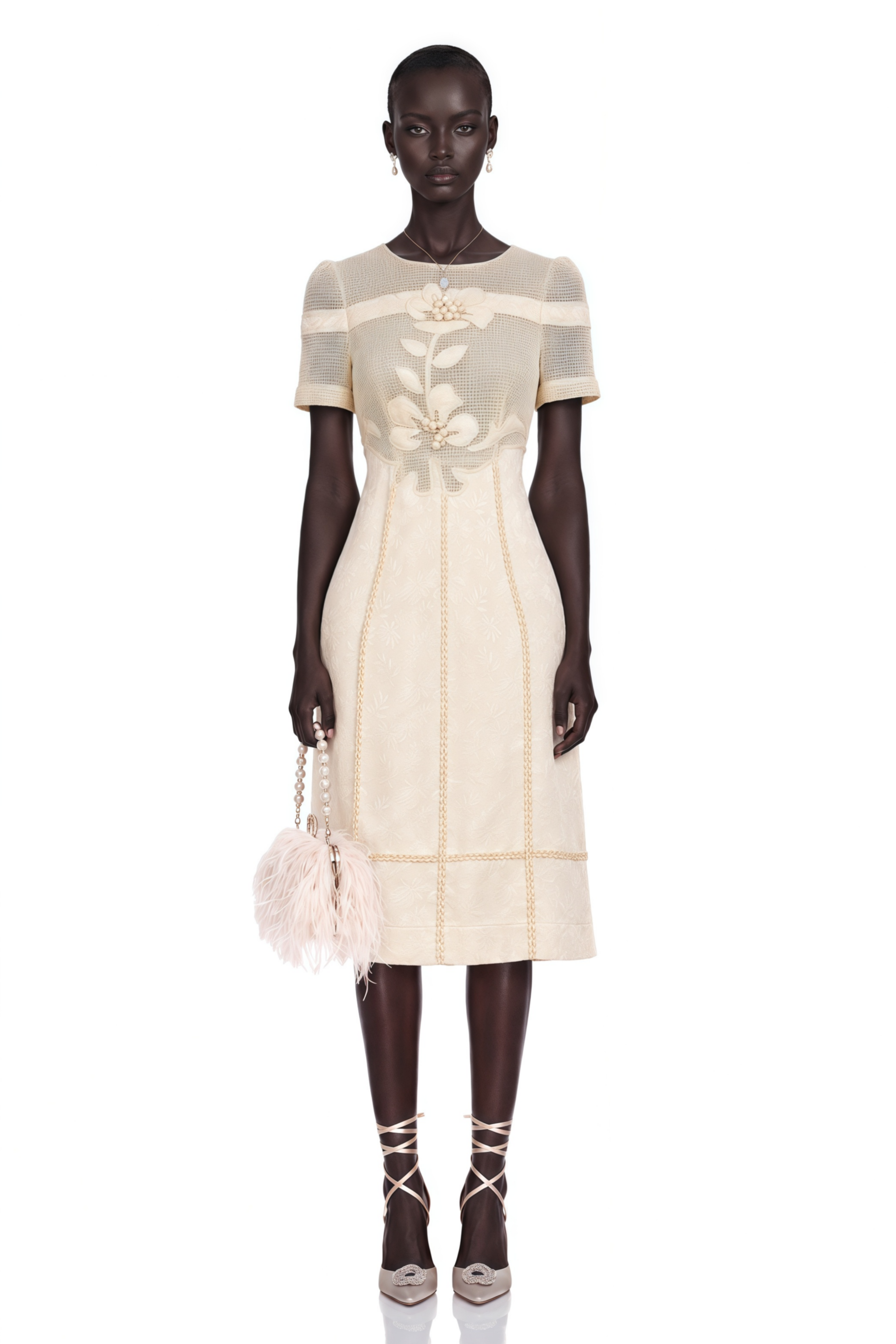 Diane Floral Embroidered Openwork Midi Dress