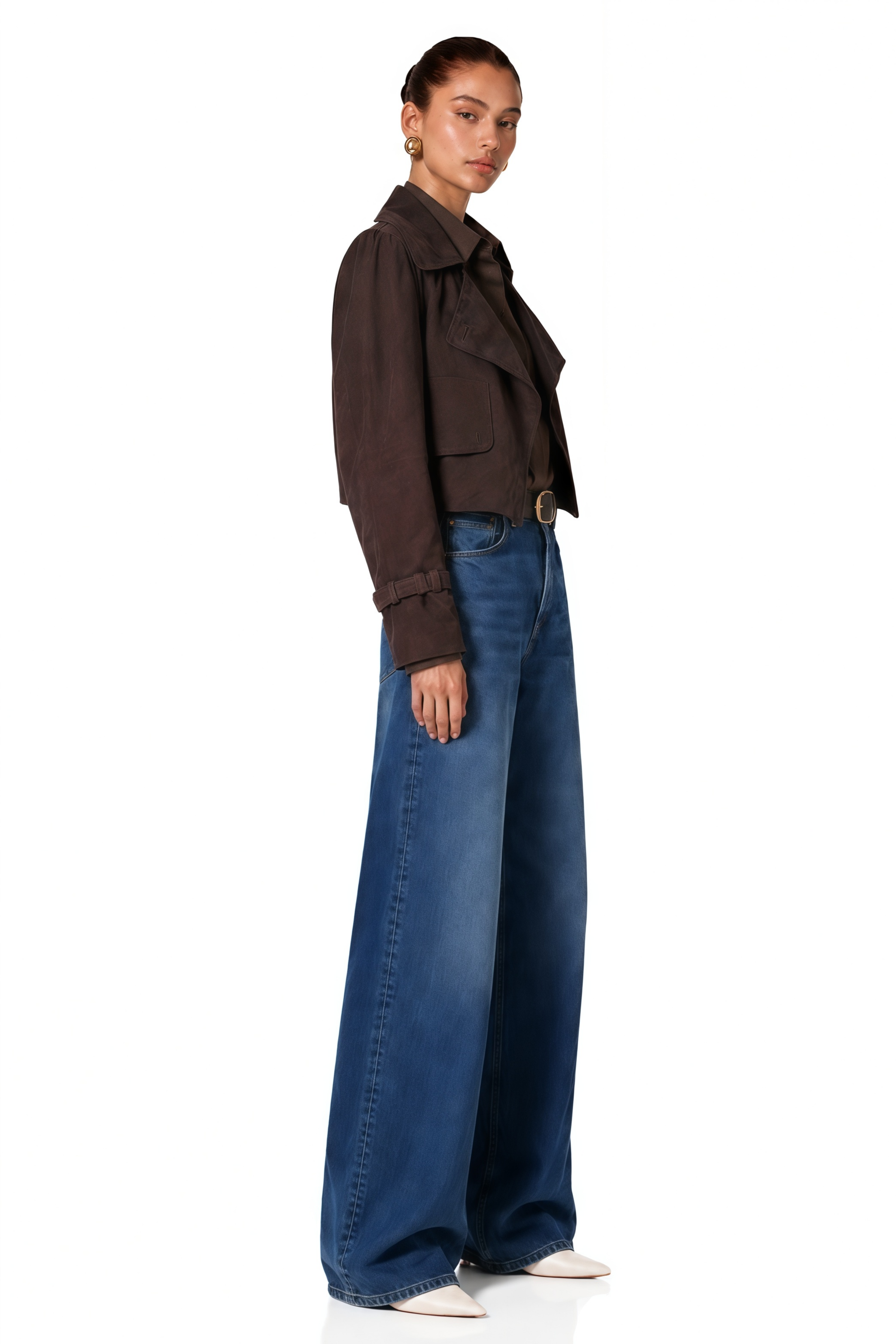 Esperanza Brown Belted Suede Short Biker Jacket