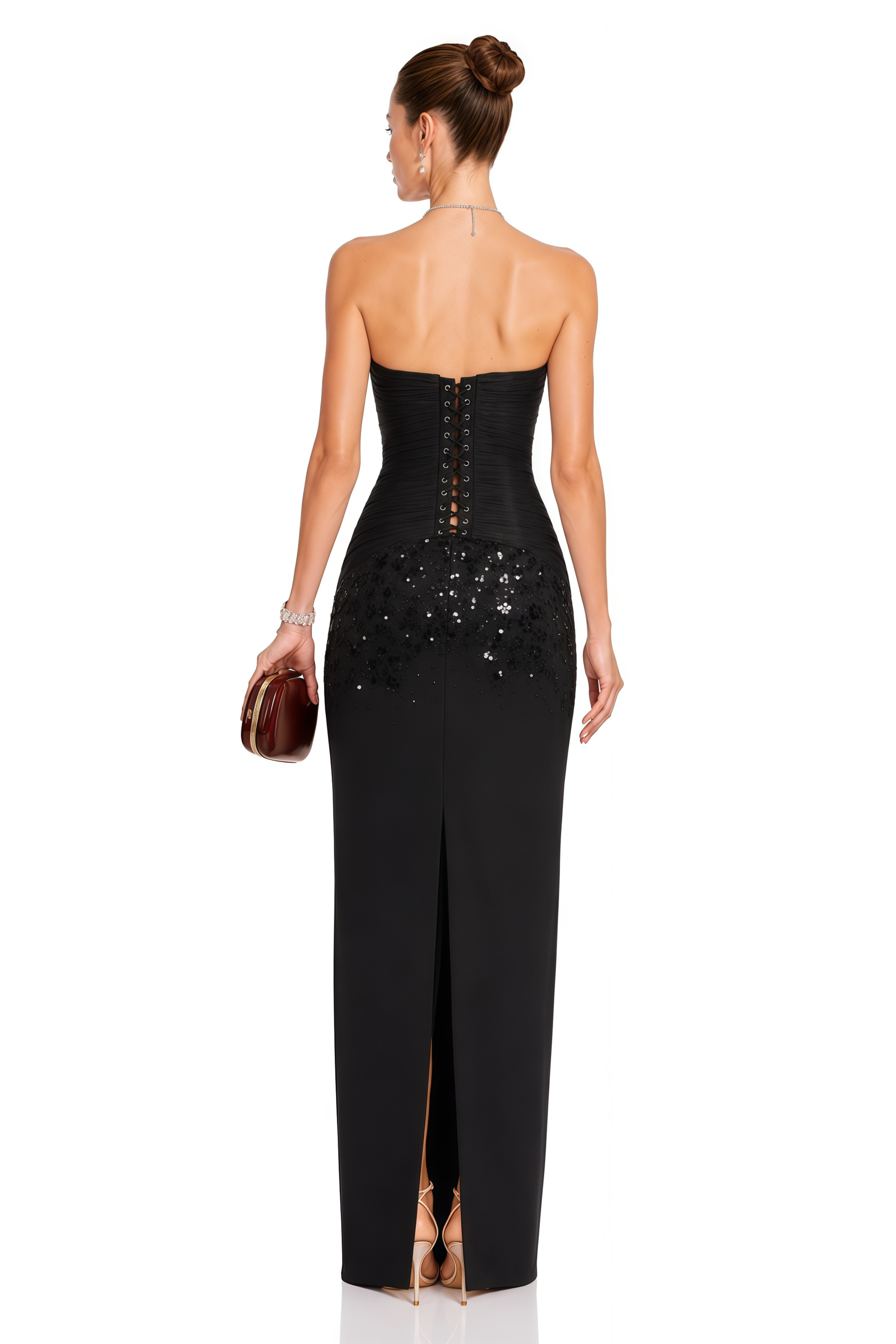 Siphokazi Black Halterneck Embellished Corset Maxi Gown