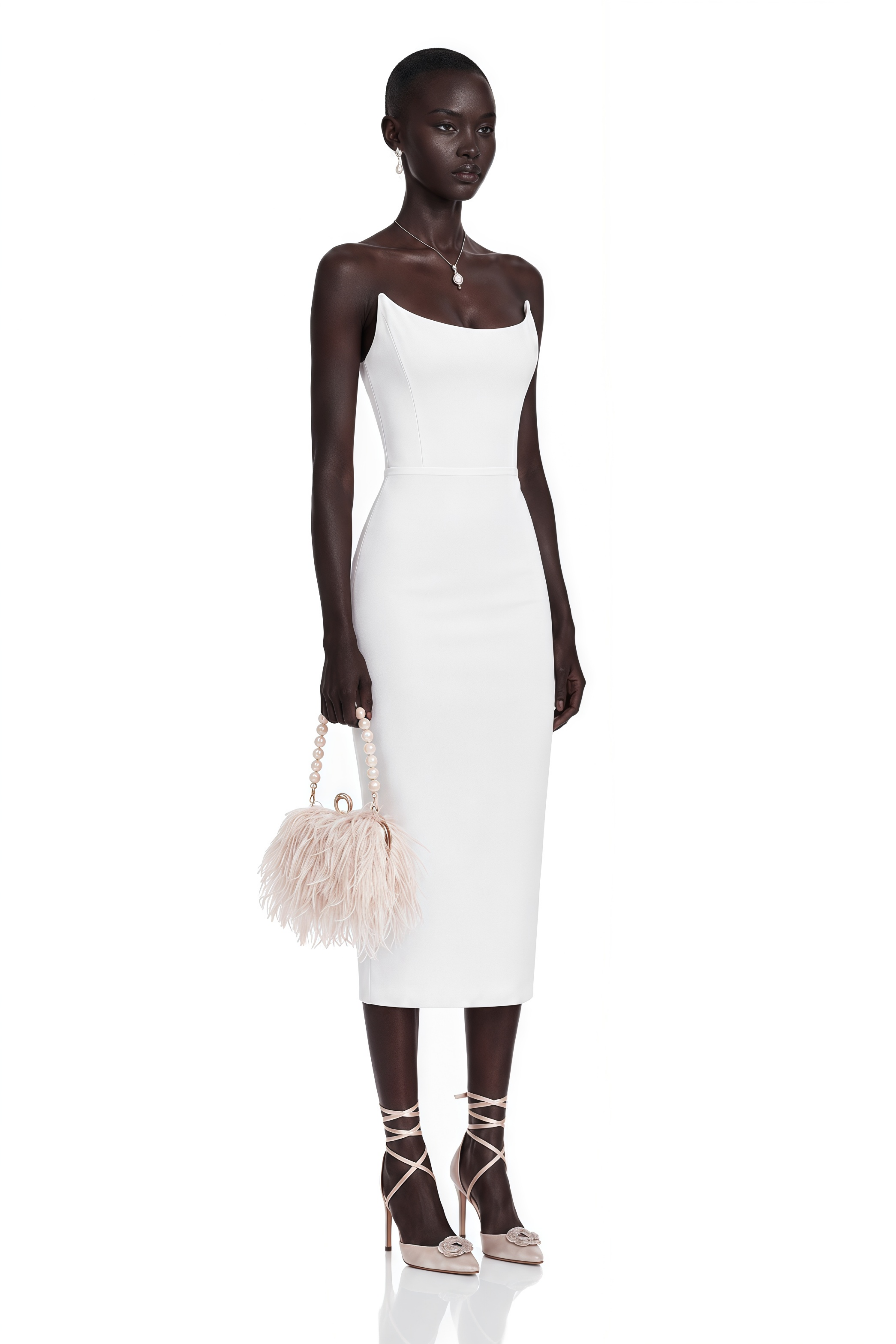 Escolástica White Off Shoulder Midi Dress
