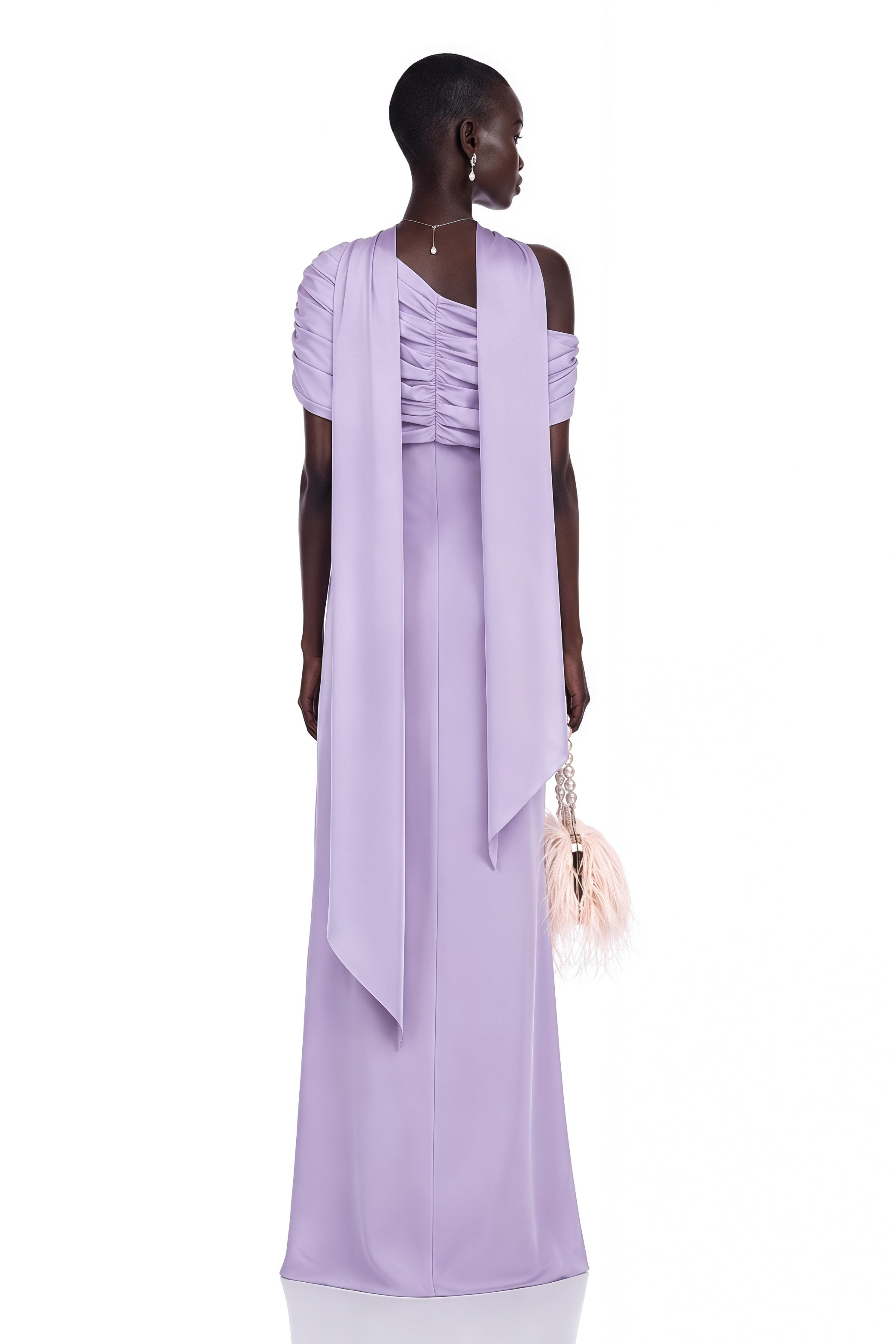 Benedetta Lilac One Shoulder Satin Maxi Dress