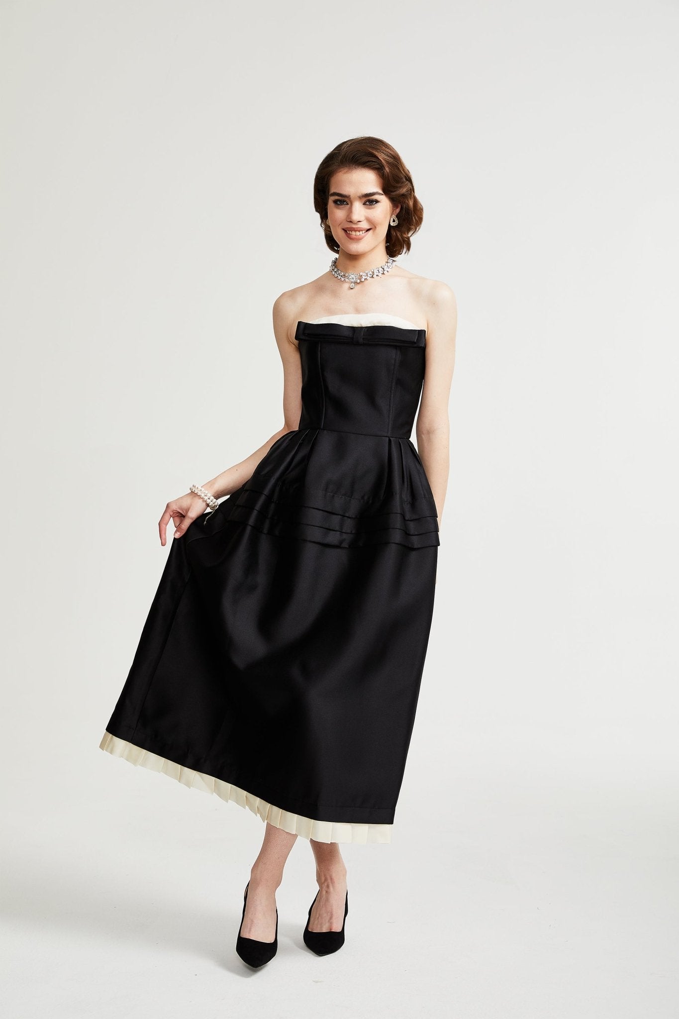 Felisara black bowknot midi dress – Miss Rosier - Women's Online