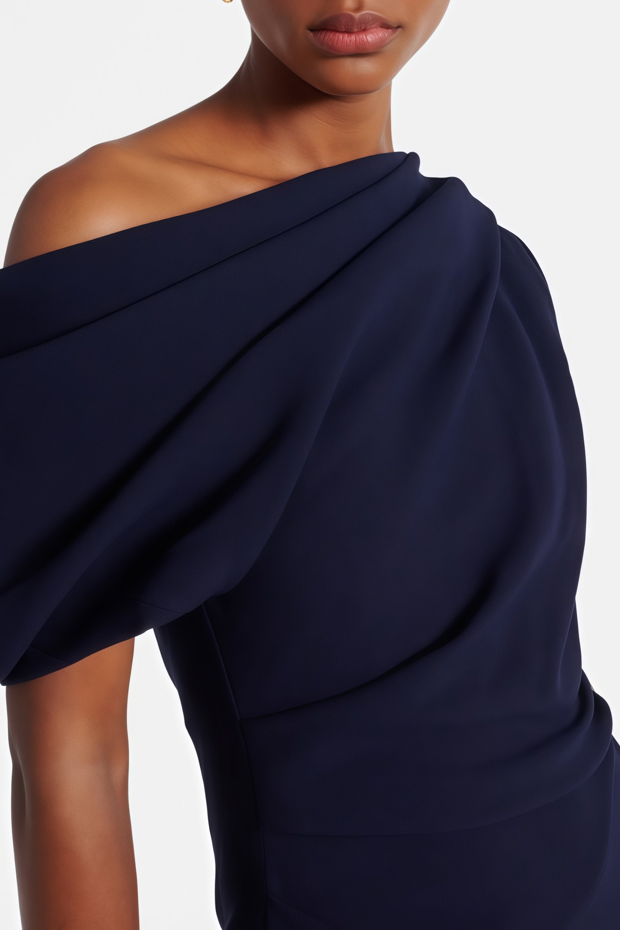 Draped One Shoulder Midi Dress