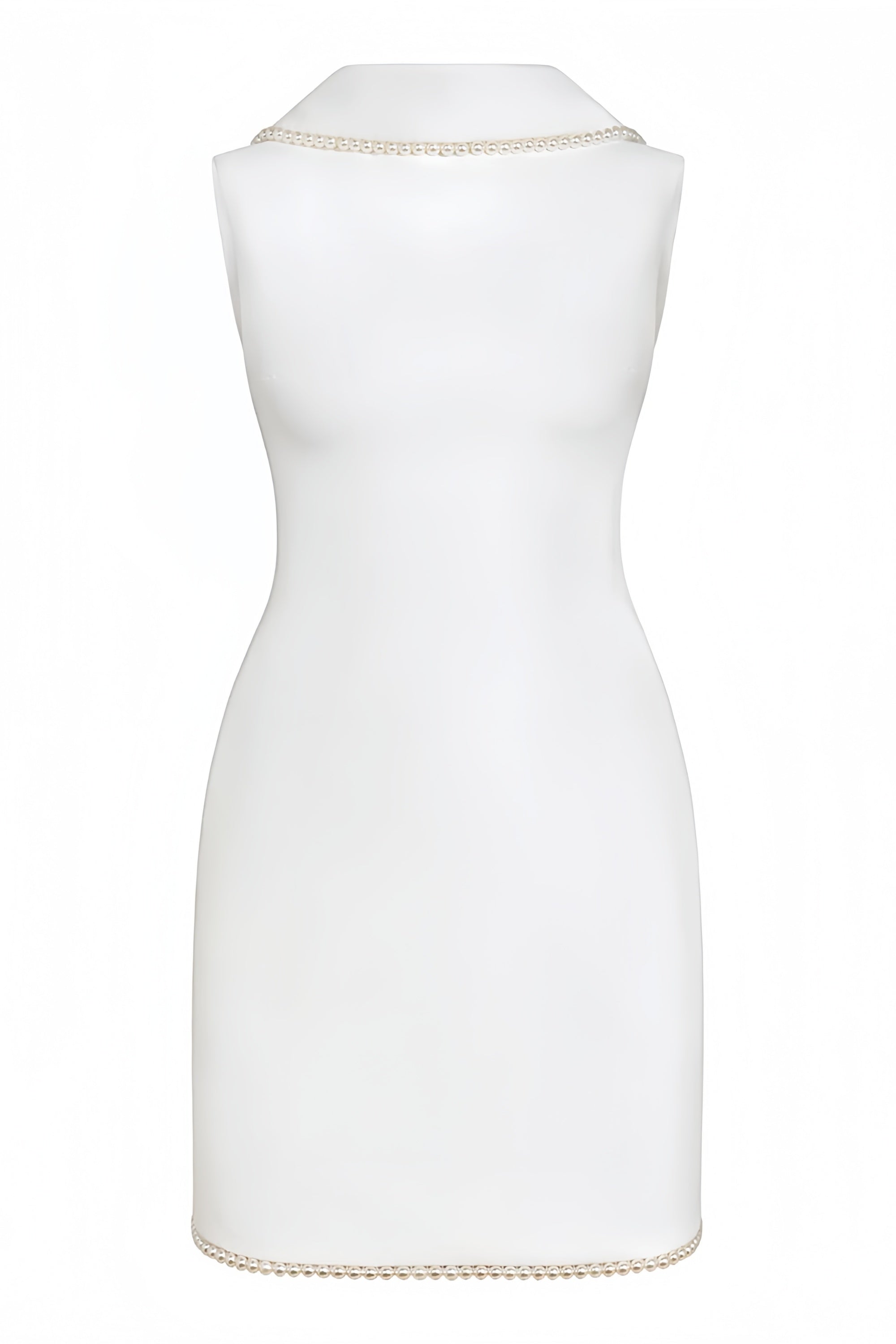 Sleeveless Pearl Trim Mini Dress