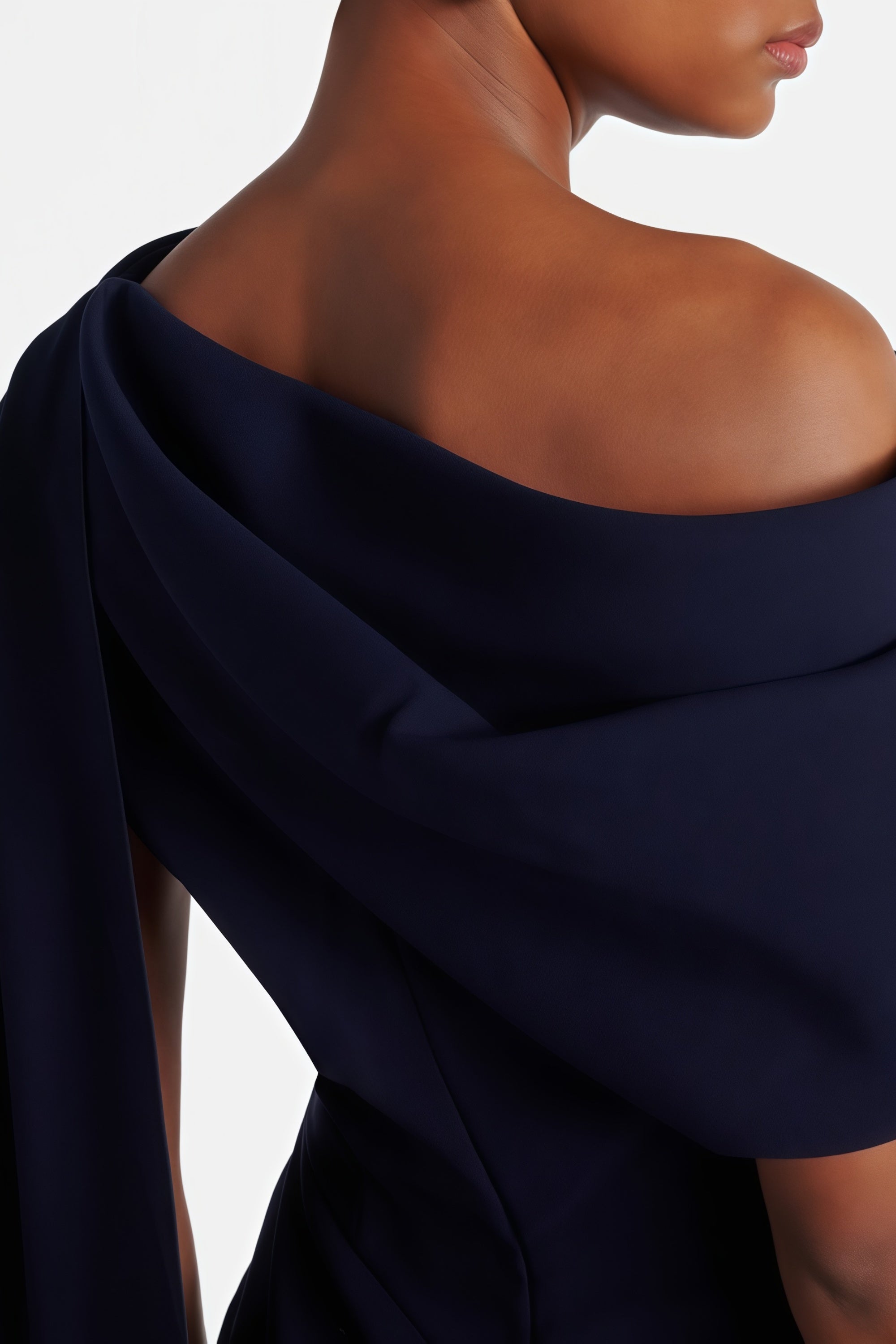 Draped One Shoulder Midi Dress