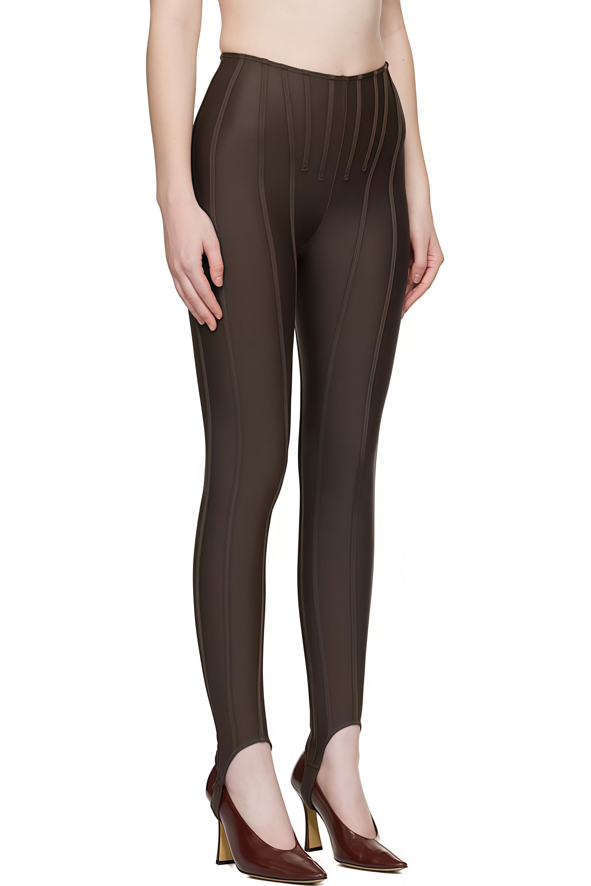 Brown Stitching Leggings