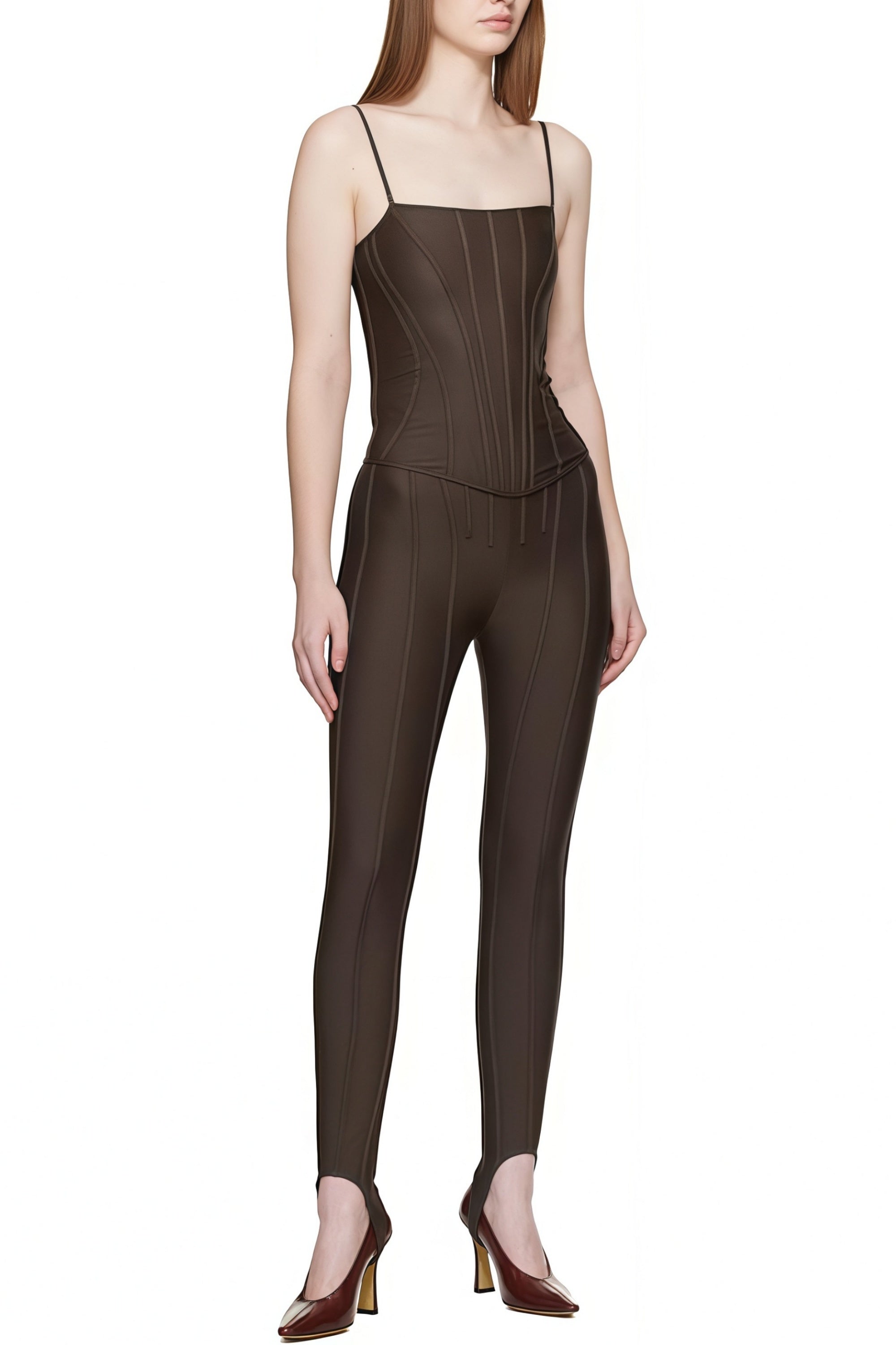 Brown Stitching Leggings