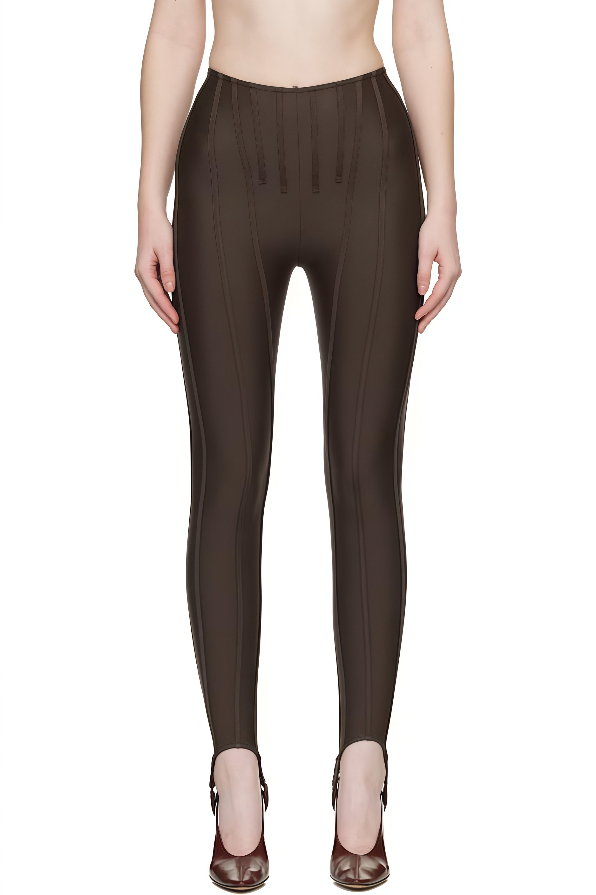 Brown Stitching Leggings