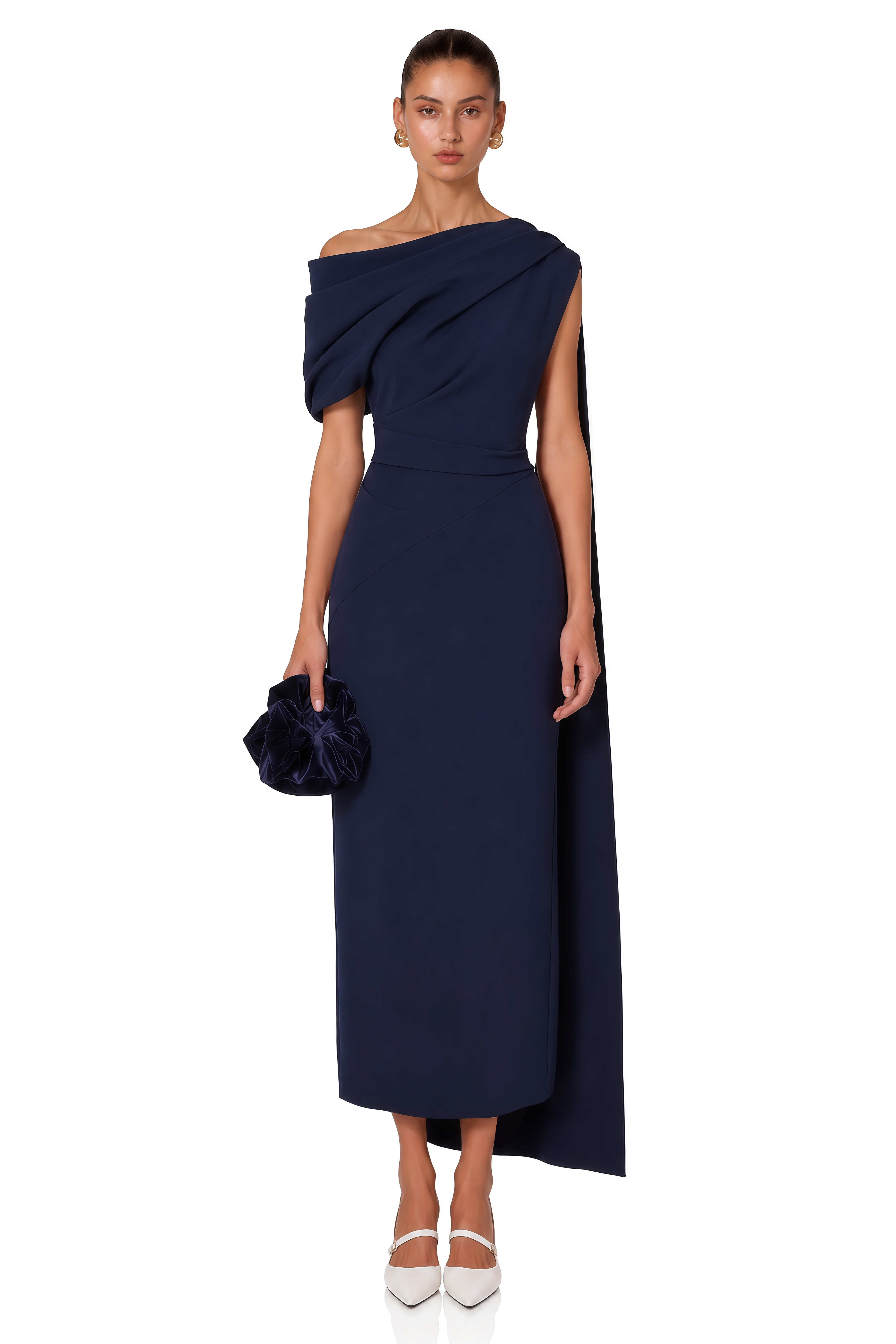Melokuhle Navy Blue Ribbon Design Midi Dress