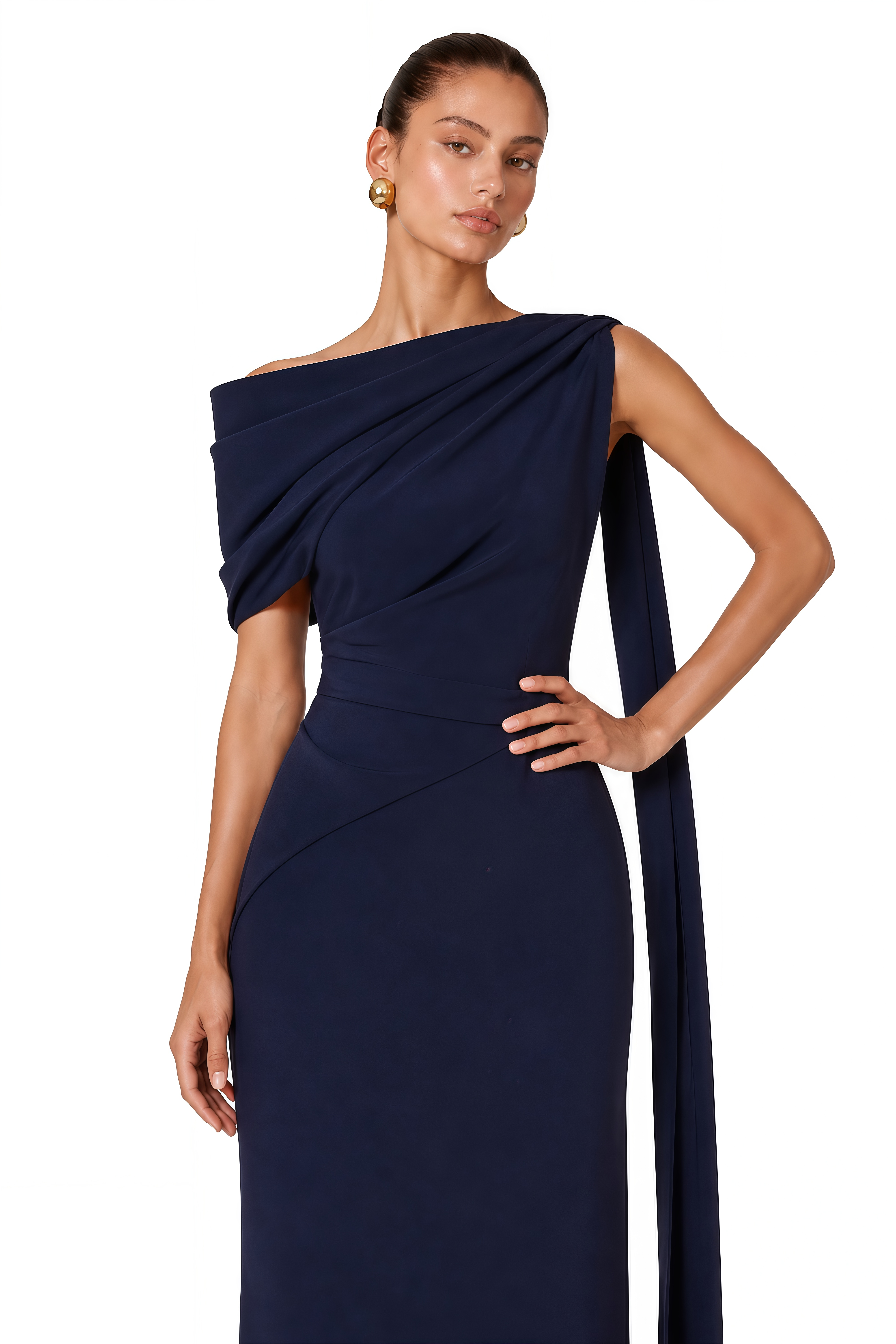 Melokuhle Navy Blue Ribbon Design Midi Dress