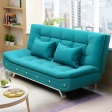 Mid-Century Biscuit Tufted Convertible Futon Sofa with Breathable Linen Upholstery