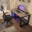 Modern Rectangular Wood Study Desk with H-Shape Base and Cord Management