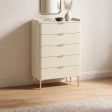 Solid Wood Dresser Collection with Faux Stone Top, Metal Legs, Three Drawer Counts and Six Finishes