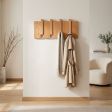 Solid Wood Wall-Mounted Coat Rack Collection with Flip-Down Hooks, Five Hook Counts and Two Finishes