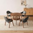 31.5-Inch Round Dining Table Set Collection with Four Upholstered Chairs, Lower Storage Shelf, Manufactured Wood Top and Metal Base