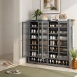 Shoe Cabinet 3 Finish Options, Fluted Glass or Solid Panel Door Style Options, 4 Doors Configuration, Number Of Tiers: 8 Tiers
