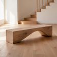 Organic Minimalist Solid Wood Block Bench, Sculptural Entryway Seating