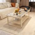 Coffee Table 3 Configuration Options, Fluted Glass or Brown Glass Option Options with 35"–47" Size Options, for Living Room Use, White Finish