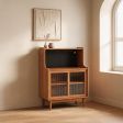 Sideboard Cabinet Collection with Hutch, Ribbed Glass Sliding Doors, Three Widths, Finish Choices and Optional Power Strip