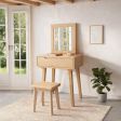 24"L Vanity Table, for Bedroom Preparation, 4 Color Options with Makeup Vanity & Mirror & Stools