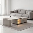 Contemporary Sintered Stone Coffee Table with Storage Drawers and Open Display Niche