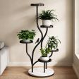 Nordic Minimalist 5-Tier Metal Plant Stand with Weighted Marble Base