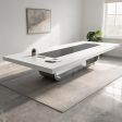 Sleek Minimalist Conference Table with High-Gloss Finish and Integrated Cable Management