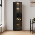 Tall Glass-Door Wine Cabinet Collection with Wine Rack, Display Shelves, Push-Open Front, Three Widths and Two Material Options