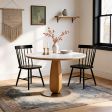 Round Sintered Stone Dining Table Collection with Ash Wood Pedestal, Five Sizes and Three Top Finishes