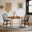 Round Solid Wood Dining Table Collection in Retro Brown with Chrome Hairpin Legs, Three Compact Sizes