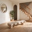 Entryway Bench, Wavy Design Upholstered Bench in Multiple Sizes and Upholstery Options for Entryway, Bedroom, or Living Room