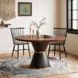 Round Pedestal Dining Table Collection with Wood-Look Top, Six Sizes and Optional Built-In Lazy Susan