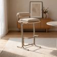Upholstered Bar and Counter Stool Collection, 26- and 30-Inch Seat Heights, Fixed Metal Base, Linen or Faux Leather