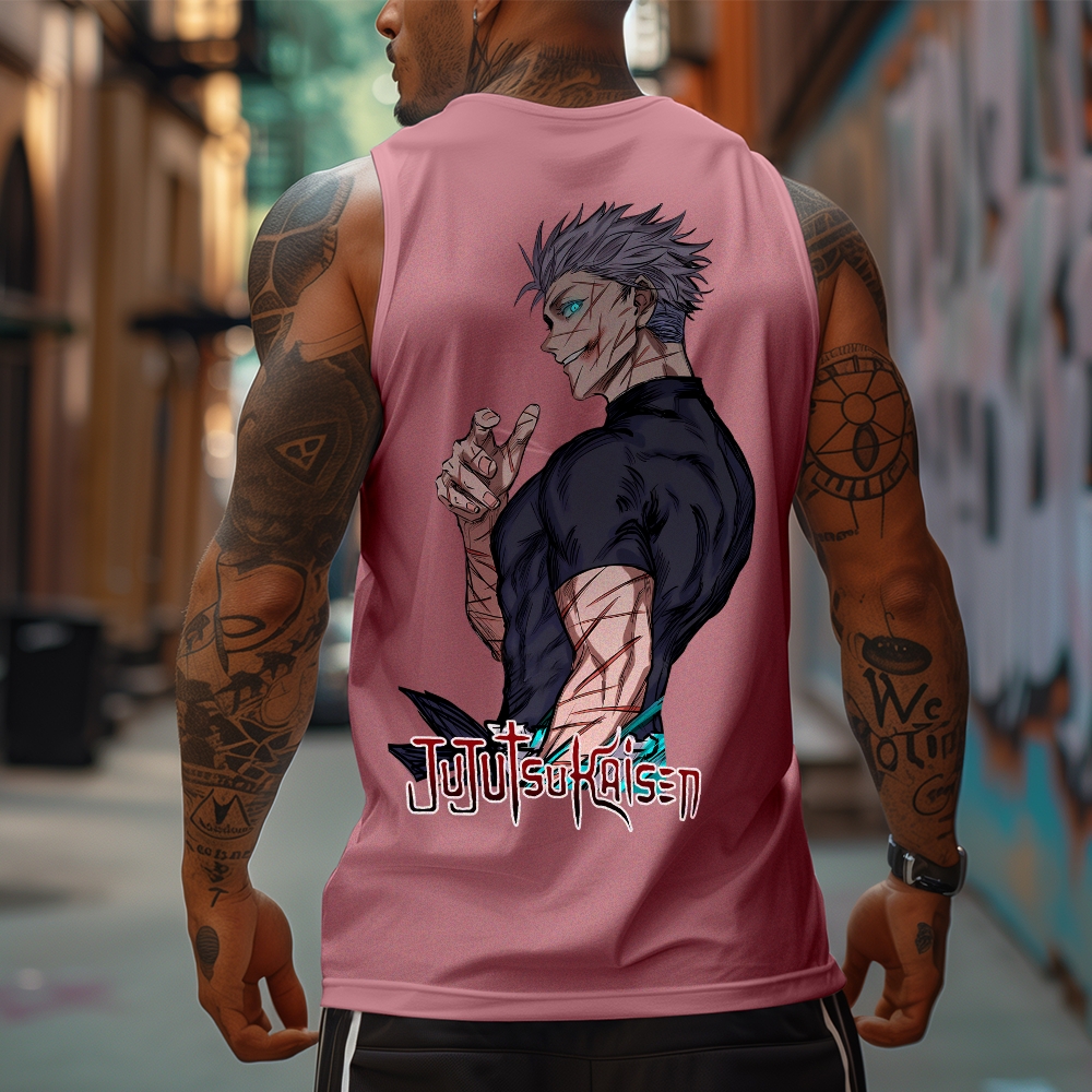 Oversized Anime Print Gym Tank Top-AnimeClothe