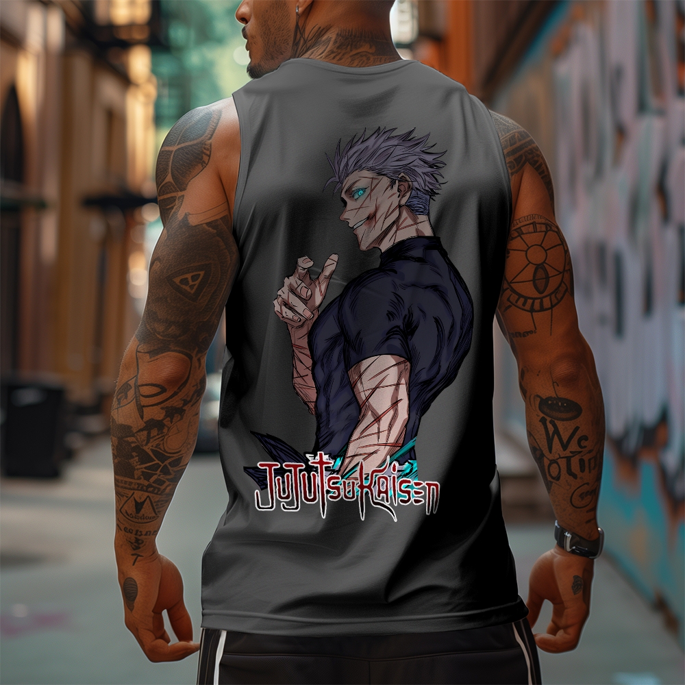 Oversized Anime Print Gym Tank Top-AnimeClothe